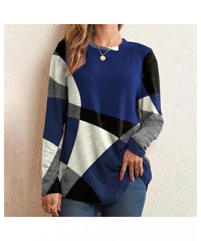 Womens Long Sleeve Tops Casual Crewneck Colorblock Shirt Lightweight Pullover Fashion Tunic Tops to Wear with Leggings A-blue...