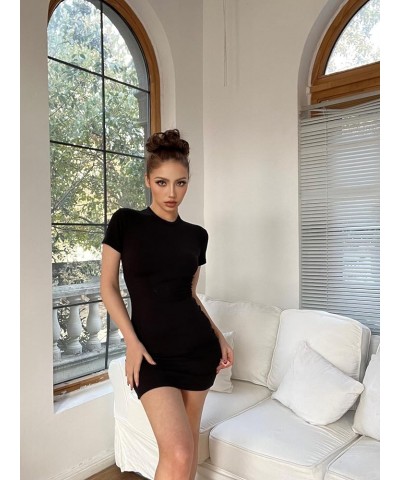 3 Pack Women's Summer Bodycon Dresses Crew Neck Short Sleeve Casual T Shirt Dress Party Club Mini Bodycon Dress Black/White/P...