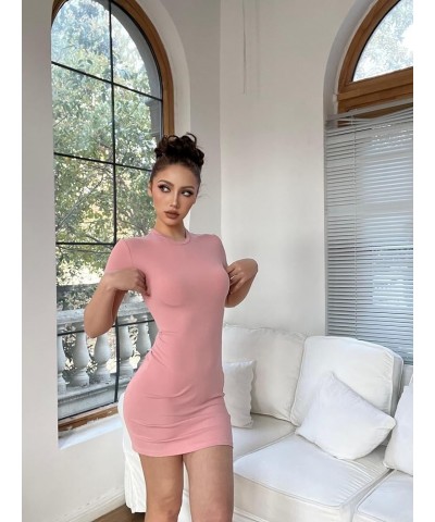 3 Pack Women's Summer Bodycon Dresses Crew Neck Short Sleeve Casual T Shirt Dress Party Club Mini Bodycon Dress Black/White/P...