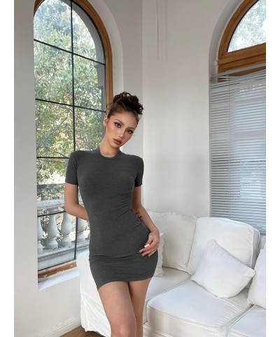 3 Pack Women's Summer Bodycon Dresses Crew Neck Short Sleeve Casual T Shirt Dress Party Club Mini Bodycon Dress Black/White/P...