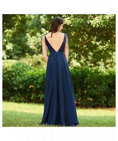 Bridesmaid Dresses Long Chiffon Formal Dress Open Back V Neck Evening Prom Gown for Women with Pockets Red $24.40 Dresses