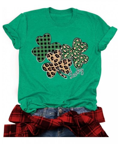 St. Patrick's Day Shirts for Women Shamrock T Shirt St. Paddys Day Lucky Green Clover Short Sleeve Tops Green4 $12.75 T-Shirts