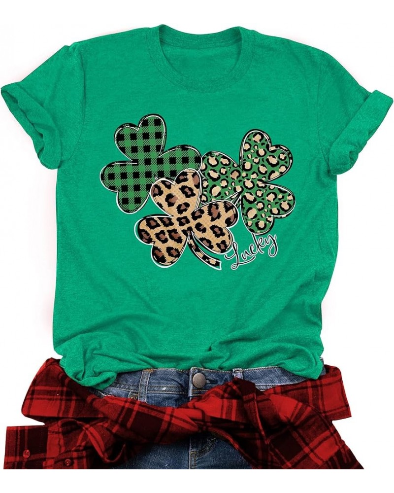 St. Patrick's Day Shirts for Women Shamrock T Shirt St. Paddys Day Lucky Green Clover Short Sleeve Tops Green4 $12.75 T-Shirts