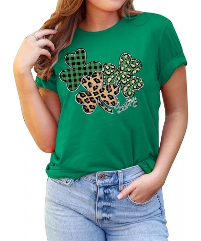 St. Patrick's Day Shirts for Women Shamrock T Shirt St. Paddys Day Lucky Green Clover Short Sleeve Tops Green4 $12.75 T-Shirts