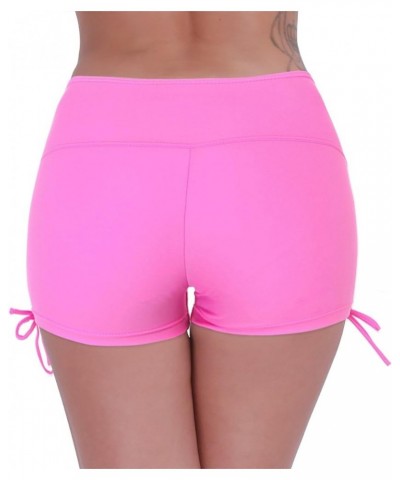 Women's Swim Boardshorts Beach Bikini Bottoms Short Swimwear with Side Ties Hot Pink $8.44 Swimsuits