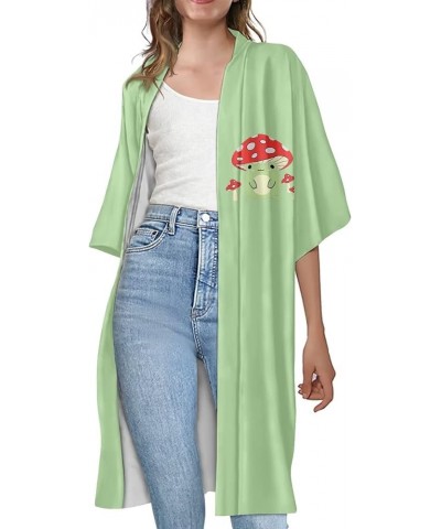 Summer Cardigans for Women Lightweight Blusas De Verano para Mujer Green Mushroom Frog $11.12 Sweaters