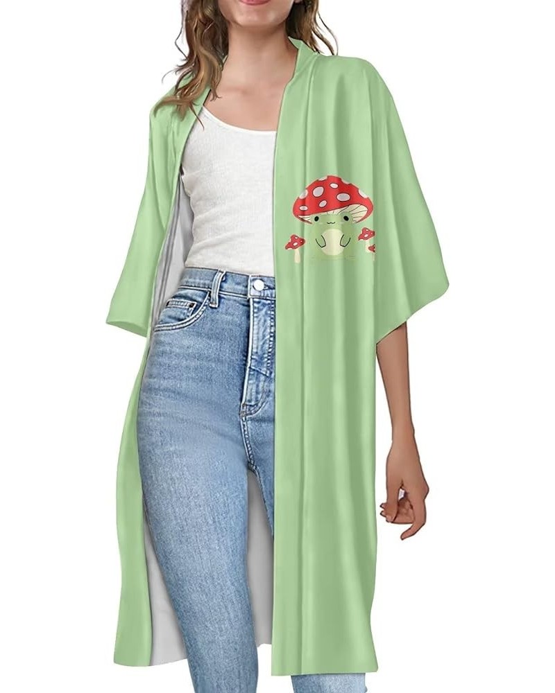 Summer Cardigans for Women Lightweight Blusas De Verano para Mujer Green Mushroom Frog $11.12 Sweaters