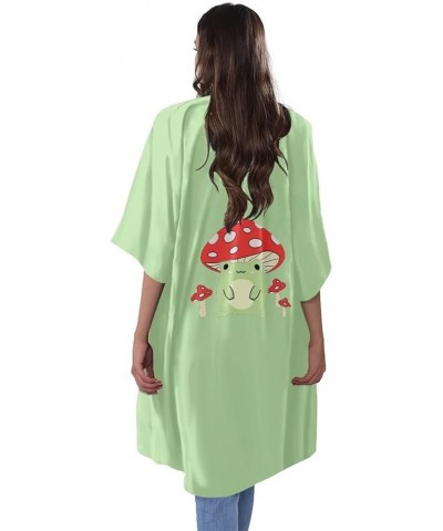 Summer Cardigans for Women Lightweight Blusas De Verano para Mujer Green Mushroom Frog $11.12 Sweaters