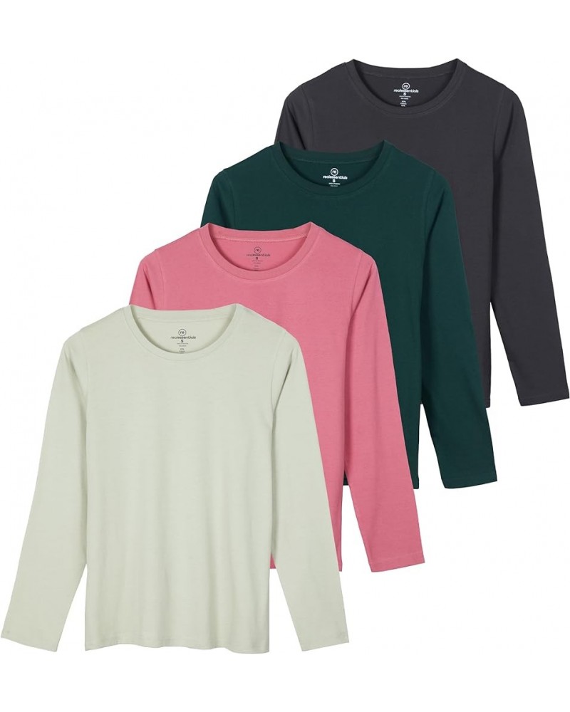 4 Pack: Women's Cotton Classic-Fit Long-Sleeve Crewneck T-Shirt (Available in Plus Size) plus-size Set 4 $18.24 T-Shirts