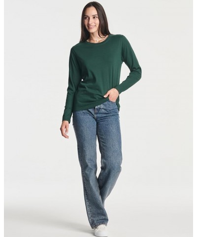 4 Pack: Women's Cotton Classic-Fit Long-Sleeve Crewneck T-Shirt (Available in Plus Size) plus-size Set 4 $18.24 T-Shirts