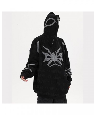 Hip-hop Zip up Hoodie Halloween Sweatshirt Hooded Women Grunge 2023 Y2k Clothes Vintage Harajuku Hoodies Black $26.03 Hoodies...