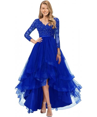 Prom Dress with Sleeves Wedding Guest Dresses for Women Tulle Bridesmaid Dresses Hi-Lo Formal Dresses Royal Blue $34.84 Dresses