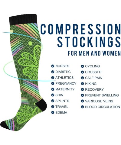 Black Cats Compression Socks for Women and Men Circulation Cute Long Socks for Athletic Running 2 1 Rainbow Shamrock $8.83 Ac...