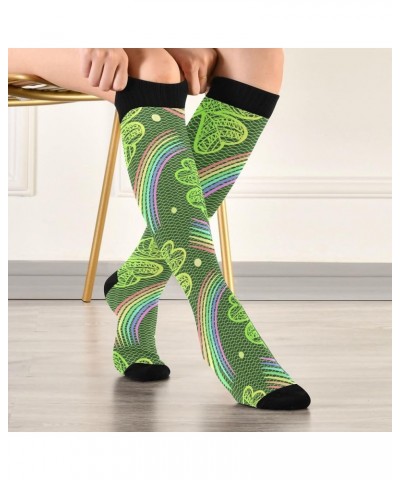 Black Cats Compression Socks for Women and Men Circulation Cute Long Socks for Athletic Running 2 1 Rainbow Shamrock $8.83 Ac...