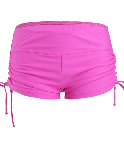 Women's Swim Boardshorts Beach Bikini Bottoms Short Swimwear with Side Ties Hot Pink $8.44 Swimsuits