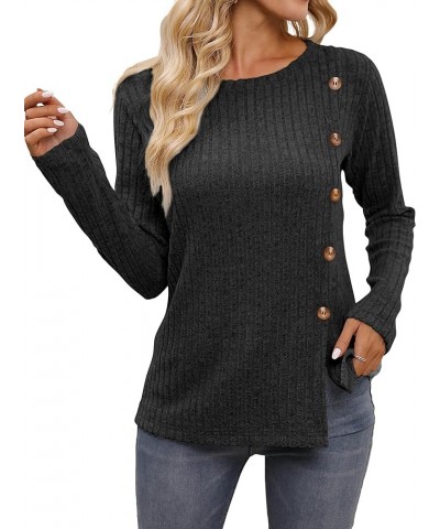 Women's 2024 Casual Ribbed Knit Sweater Fall Chunky Long Sleeve Pullover Tunics Jumper Sweater Tops Black_c22 $17.50 Sweaters