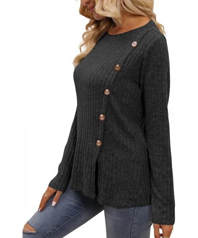 Women's 2024 Casual Ribbed Knit Sweater Fall Chunky Long Sleeve Pullover Tunics Jumper Sweater Tops Black_c22 $17.50 Sweaters