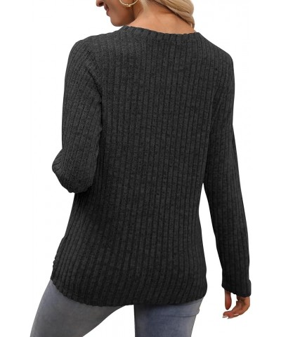 Women's 2024 Casual Ribbed Knit Sweater Fall Chunky Long Sleeve Pullover Tunics Jumper Sweater Tops Black_c22 $17.50 Sweaters