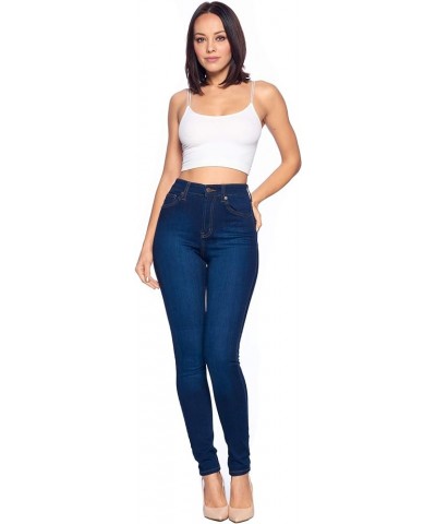 Women's High Waist Premium Modal Cotton Blend Super Stretch Skinny Jeans Dk. Blue Luvv1002 $17.84 Jeans