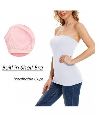 Tube Tops for Women w Built in Bra Strapless Camisole Cotton Undershirt Support Summer Long Bandeau Sexy Grey+blue $17.69 Tanks