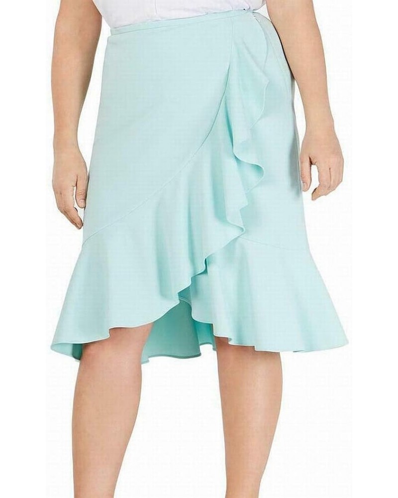 Womens Plus Ruffled Dressy Midi Skirt Blue 14W $14.33 Skirts