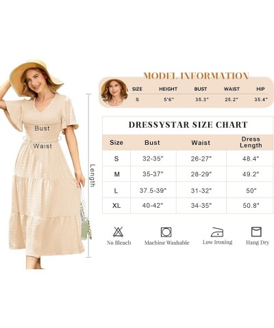 Women's Long Sleeve Dresses Wrap V Neck Ruffle Belted A-Line Flowy Boho Maxi Dress Casual Split Beach Party Dress Short Sleev...