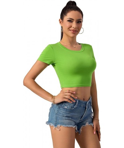 Crop Top for Women, Summer Tops, Womens Tops, Cotton, Scoop Neck, Short Sleeve Plus Size Tops Women Girls 1/Littlegreen $9.52...