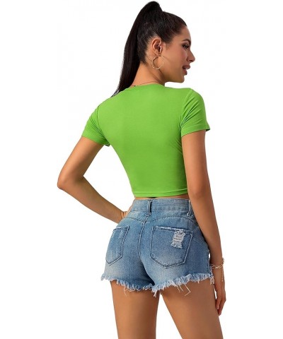 Crop Top for Women, Summer Tops, Womens Tops, Cotton, Scoop Neck, Short Sleeve Plus Size Tops Women Girls 1/Littlegreen $9.52...