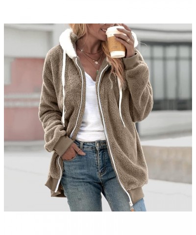 Women Fashion Color Block Faux Shearling Coat Pullover Sweatershirt Solid Artificial Wool Coat Outerwear with Warm Khaki-c $1...