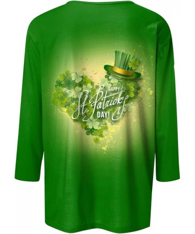 Three Quarter Sleeve Tops Ladies Shirt St.Patrick's Printed Blouse Basic Tunic Round Neck 2024 Spring Tee Loose Tunic 2-light...