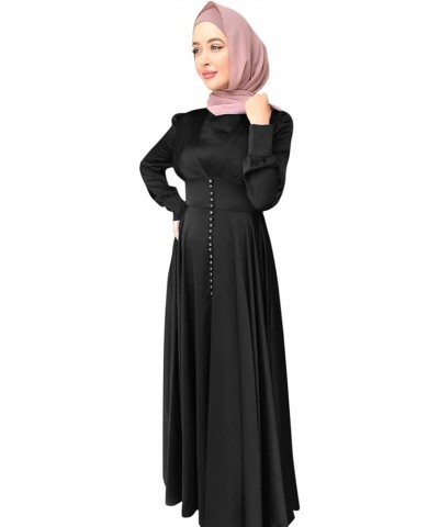 Women's Chiffon Kaftan Abaya Dress Muslim Long Sleeve Self Tie Flowy Maxi Dress Islamic Evening Gown Kaftan Arab Jilbab Z04_b...