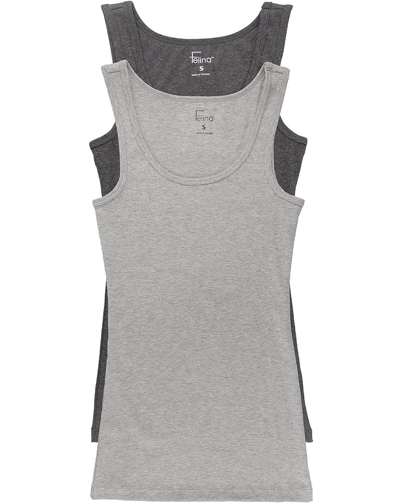 | Cotton Ribbed Tank Top | 2-Pack Charcoal Gray $10.75 Tanks