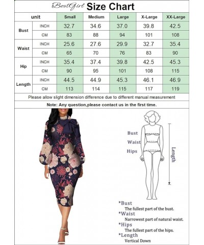 Women's Bishop Sleeve Bodycon Church Dresses Work Casual Floral Print Pencil Midi Dresses E Purple $24.18 Others