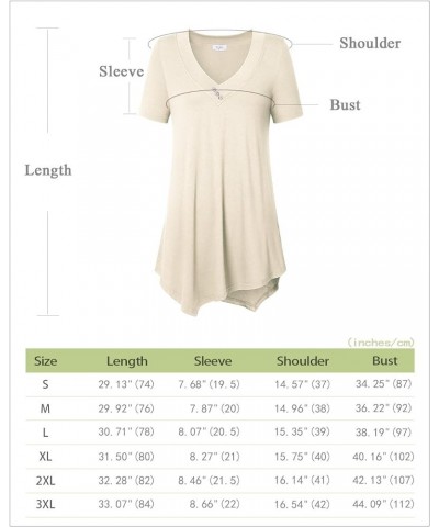 Women's Short Sleeve V Neck Flowy Tunic Top Summer Casual Shirts 1 Beige-15 $8.83 Tops