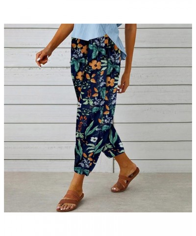 Women's High Waist Drawstring Capri Pants Loose Wide Leg Cropped Lounge Trousers with Pocket Multicolor-orange $11.72 Pants