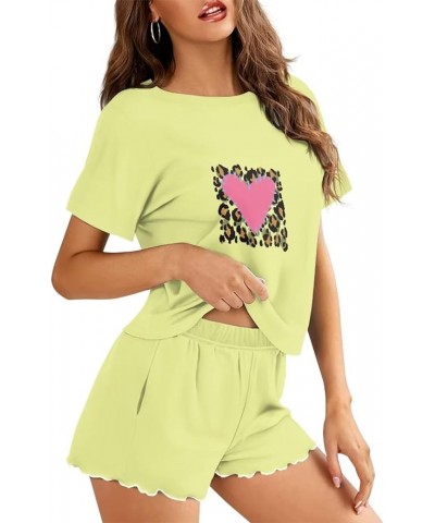 Pajama Sets 2 Pieces Soft Casual PJ Set for Women Sleepwear Nightclothes Leopard&heart $16.10 Sleep & Lounge