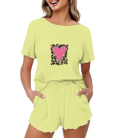 Pajama Sets 2 Pieces Soft Casual PJ Set for Women Sleepwear Nightclothes Leopard&heart $16.10 Sleep & Lounge