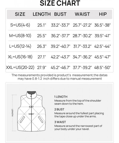 Womens 2024 Puffer Vest Sleeveless Zip Up Quilted Coat Stand Collar Gilet Jacket With Pockets Dark Khaki $19.60 Vests