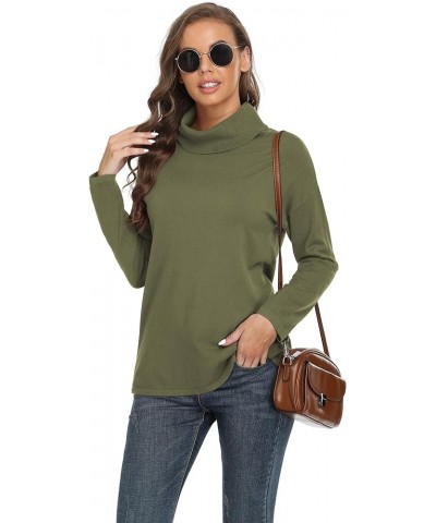 Women's Turtleneck Sweater Long Sleeve Cozy Warm Sweater Casual Lightweight Soft Pullover Jumper Tops Khaki Green $19.50 Swea...