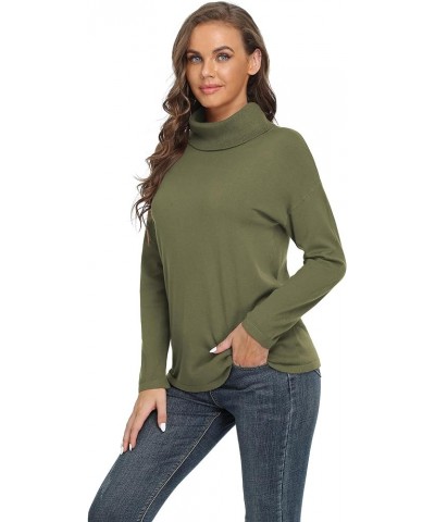 Women's Turtleneck Sweater Long Sleeve Cozy Warm Sweater Casual Lightweight Soft Pullover Jumper Tops Khaki Green $19.50 Swea...