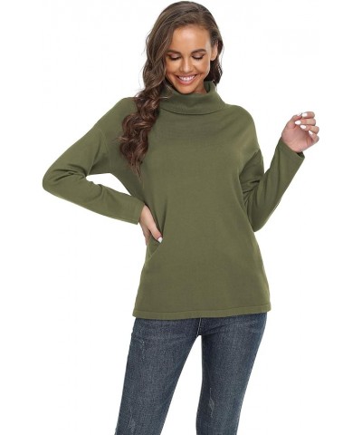 Women's Turtleneck Sweater Long Sleeve Cozy Warm Sweater Casual Lightweight Soft Pullover Jumper Tops Khaki Green $19.50 Swea...