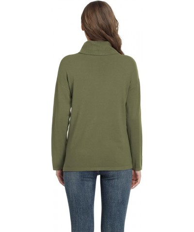 Women's Turtleneck Sweater Long Sleeve Cozy Warm Sweater Casual Lightweight Soft Pullover Jumper Tops Khaki Green $19.50 Swea...