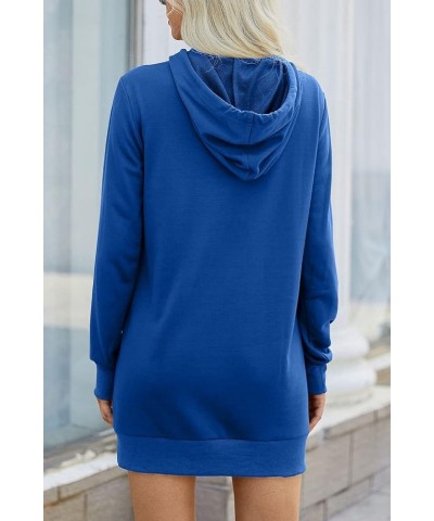 Women's Hooded Sweatshirt Drawstring Lightweight Long Sleeve Pullover Hoodie Dress Blue $21.56 Hoodies & Sweatshirts