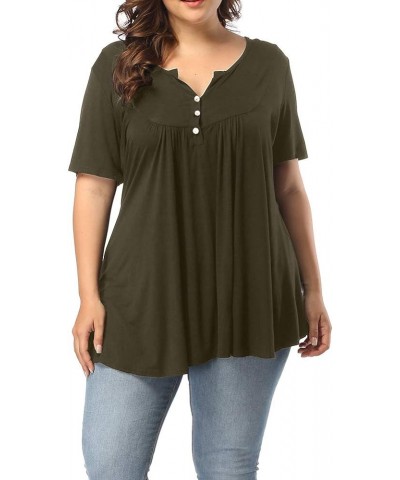 Womens Plus Size Tops Summer Short Sleeve V Neck Dressy Tunic Shirts Army Green $7.94 Others