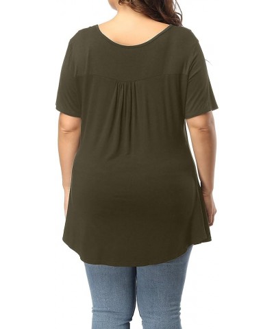 Womens Plus Size Tops Summer Short Sleeve V Neck Dressy Tunic Shirts Army Green $7.94 Others