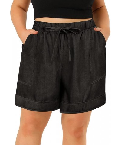 Plus Size Shorts for Women Elastic Waist Lounge Pants Summer Beach Lightweight Shorts E957-black $14.26 Activewear