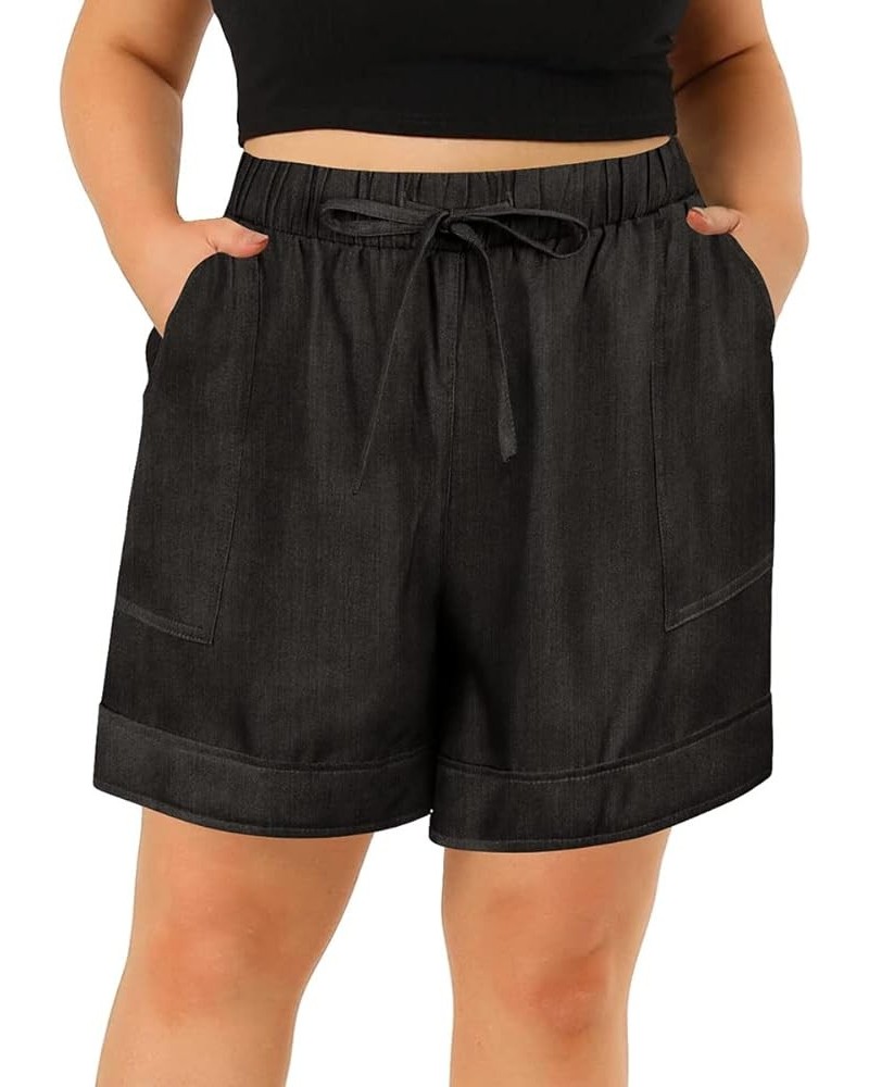 Plus Size Shorts for Women Elastic Waist Lounge Pants Summer Beach Lightweight Shorts E957-black $14.26 Activewear