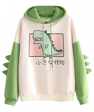 Dinosaur Hoodie Kawaii Pullover Cute Hooded Sweatshirt For Teengirls Green $19.19 Hoodies & Sweatshirts