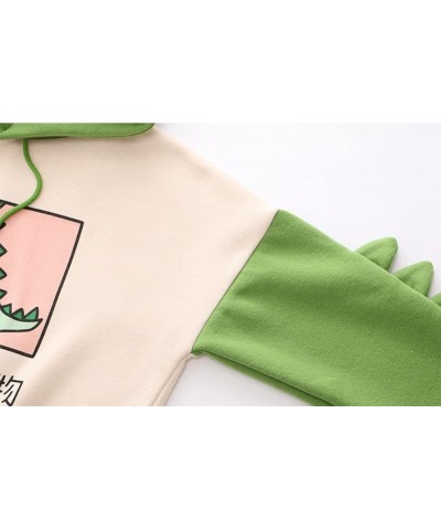 Dinosaur Hoodie Kawaii Pullover Cute Hooded Sweatshirt For Teengirls Green $19.19 Hoodies & Sweatshirts