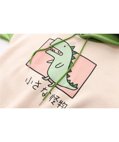 Dinosaur Hoodie Kawaii Pullover Cute Hooded Sweatshirt For Teengirls Green $19.19 Hoodies & Sweatshirts